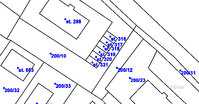 Parcela st. 319 v KÚ Česká Bělá, Katastrální mapa