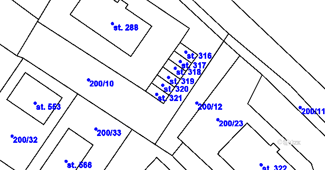 Parcela st. 320 v KÚ Česká Bělá, Katastrální mapa