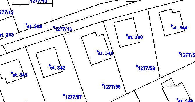 Parcela st. 341 v KÚ Česká Bělá, Katastrální mapa