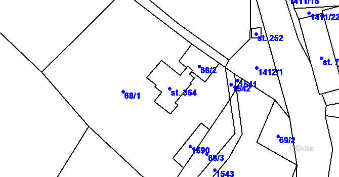 Parcela st. 364 v KÚ Česká Bělá, Katastrální mapa