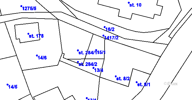 Parcela st. 15/1 v KÚ Česká Bělá, Katastrální mapa