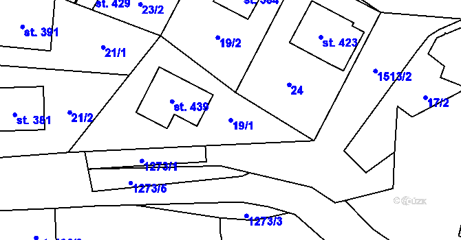 Parcela st. 19/1 v KÚ Česká Bělá, Katastrální mapa