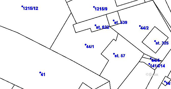 Parcela st. 44/1 v KÚ Česká Bělá, Katastrální mapa