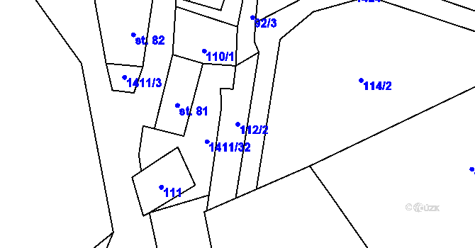 Parcela st. 112/2 v KÚ Česká Bělá, Katastrální mapa