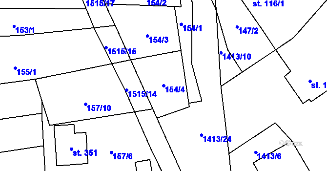 Parcela st. 154/4 v KÚ Česká Bělá, Katastrální mapa
