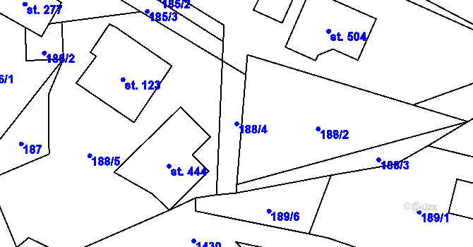 Parcela st. 188/4 v KÚ Česká Bělá, Katastrální mapa