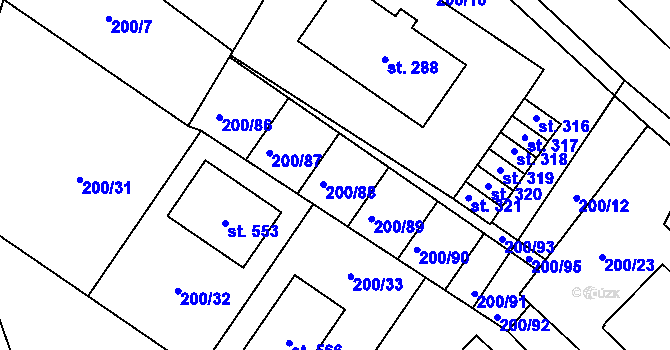 Parcela st. 200/10 v KÚ Česká Bělá, Katastrální mapa