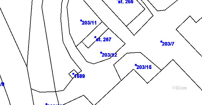 Parcela st. 203/12 v KÚ Česká Bělá, Katastrální mapa