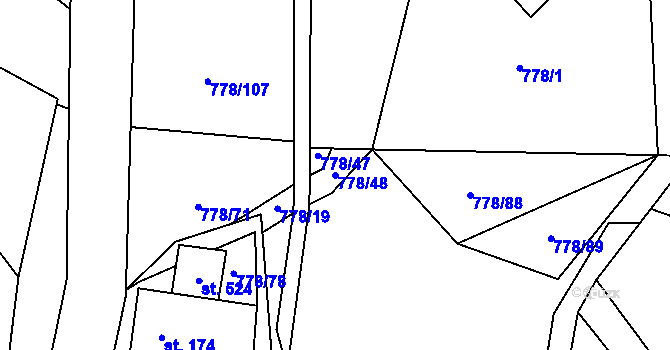 Parcela st. 778/48 v KÚ Česká Bělá, Katastrální mapa