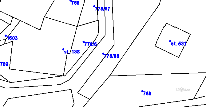 Parcela st. 778/68 v KÚ Česká Bělá, Katastrální mapa