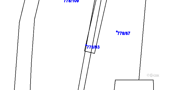 Parcela st. 778/93 v KÚ Česká Bělá, Katastrální mapa