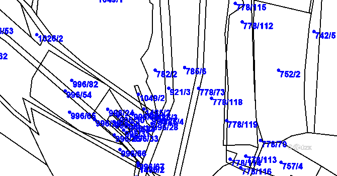 Parcela st. 921/3 v KÚ Česká Bělá, Katastrální mapa