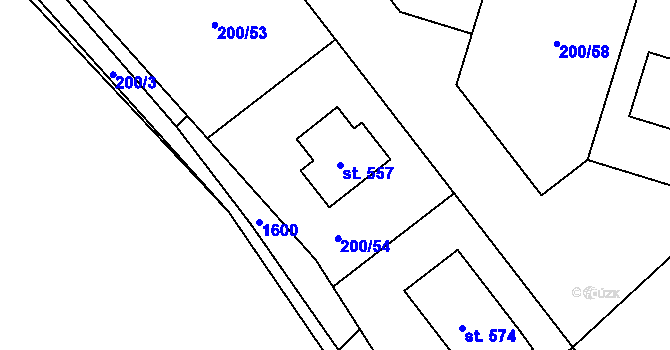 Parcela st. 200/54 v KÚ Česká Bělá, Katastrální mapa
