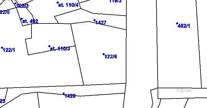 Parcela st. 122/6 v KÚ Česká Bělá, Katastrální mapa