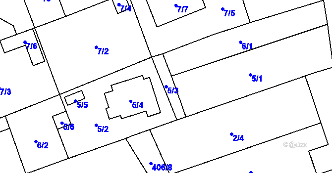 Parcela st. 5/3 v KÚ Česká Bříza, Katastrální mapa