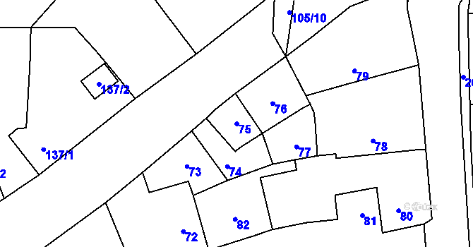 Parcela st. 75 v KÚ Česká Bříza, Katastrální mapa