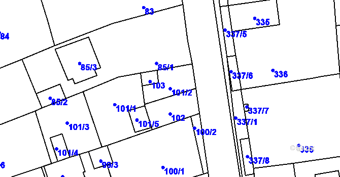 Parcela st. 101/2 v KÚ Česká Bříza, Katastrální mapa