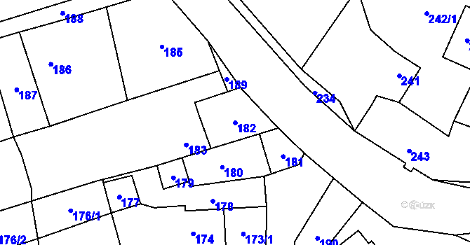 Parcela st. 182 v KÚ Česká Bříza, Katastrální mapa
