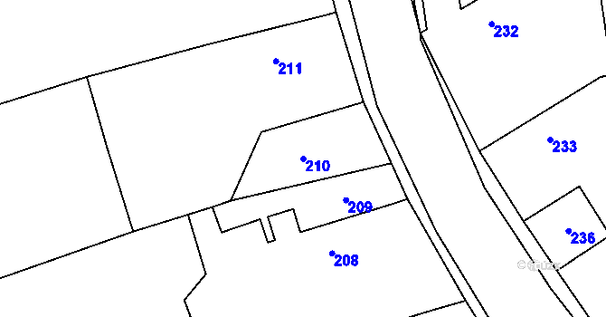 Parcela st. 210 v KÚ Česká Bříza, Katastrální mapa