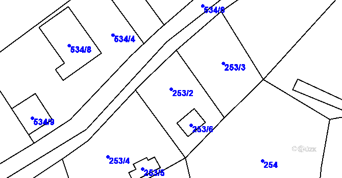 Parcela st. 253/2 v KÚ Česká Bříza, Katastrální mapa