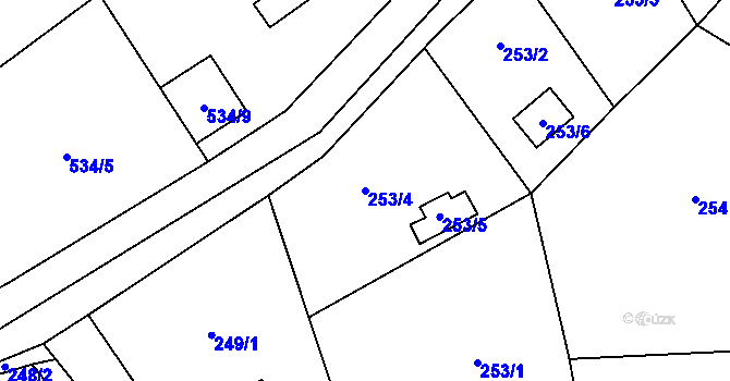 Parcela st. 253/4 v KÚ Česká Bříza, Katastrální mapa