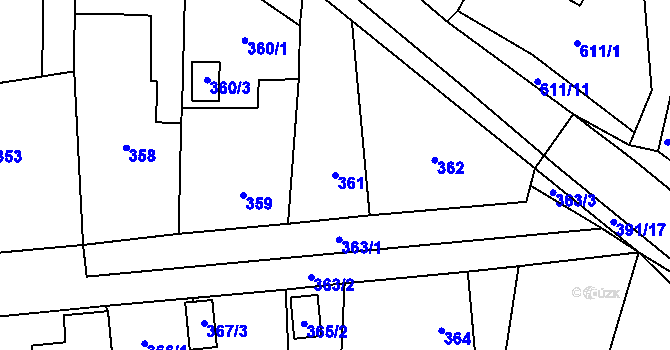 Parcela st. 361 v KÚ Česká Bříza, Katastrální mapa