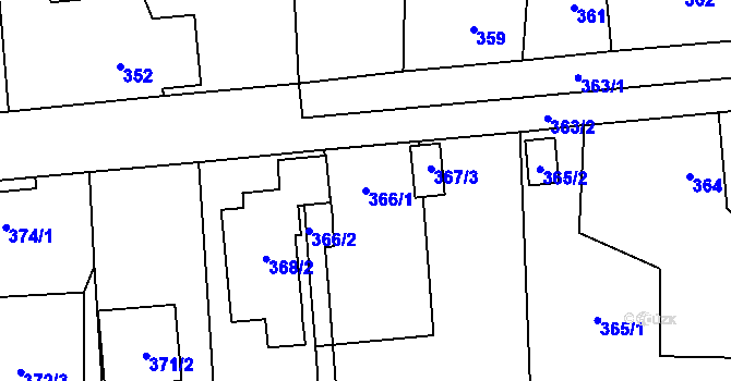 Parcela st. 366/1 v KÚ Česká Bříza, Katastrální mapa