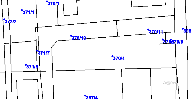 Parcela st. 370/4 v KÚ Česká Bříza, Katastrální mapa