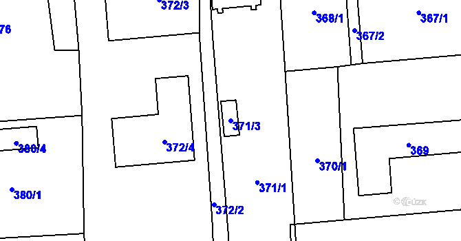 Parcela st. 371/3 v KÚ Česká Bříza, Katastrální mapa