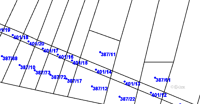 Parcela st. 387/11 v KÚ Česká Bříza, Katastrální mapa
