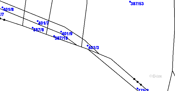Parcela st. 401/3 v KÚ Česká Bříza, Katastrální mapa