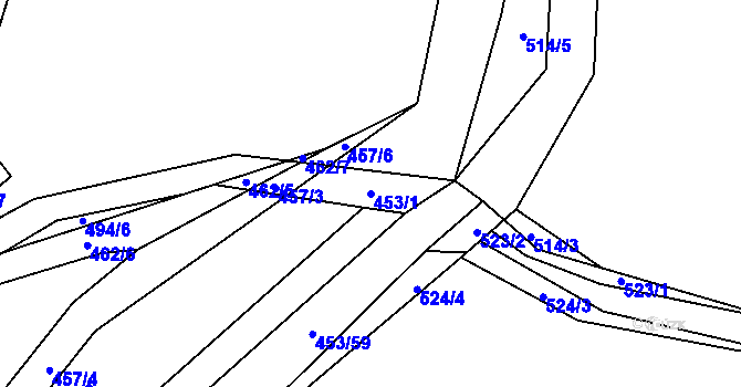 Parcela st. 453/1 v KÚ Česká Bříza, Katastrální mapa