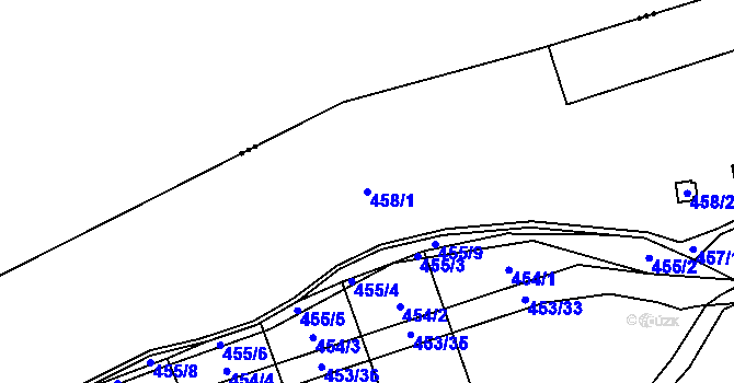 Parcela st. 458/1 v KÚ Česká Bříza, Katastrální mapa