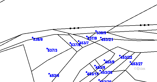 Parcela st. 453/7 v KÚ Česká Bříza, Katastrální mapa