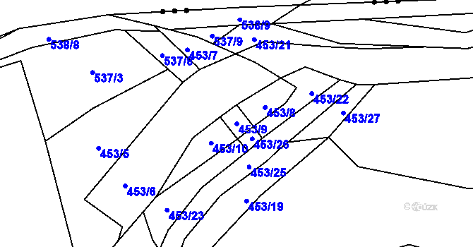 Parcela st. 453/9 v KÚ Česká Bříza, Katastrální mapa