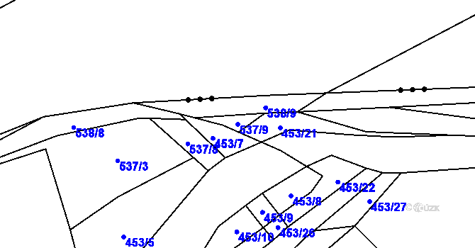 Parcela st. 537/9 v KÚ Česká Bříza, Katastrální mapa