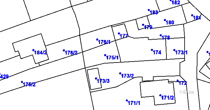 Parcela st. 175/1 v KÚ Česká Bříza, Katastrální mapa
