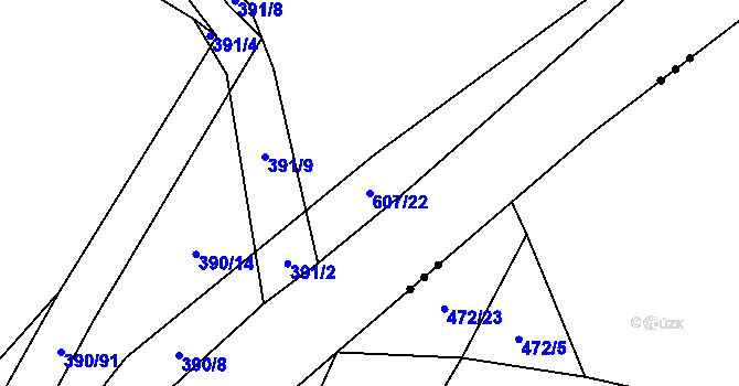 Parcela st. 607/22 v KÚ Česká Bříza, Katastrální mapa
