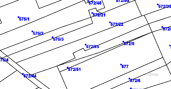 Parcela st. 572/25 v KÚ Česká Bříza, Katastrální mapa