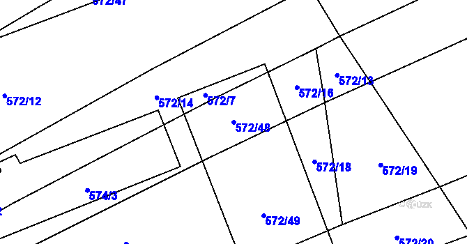 Parcela st. 572/48 v KÚ Česká Bříza, Katastrální mapa