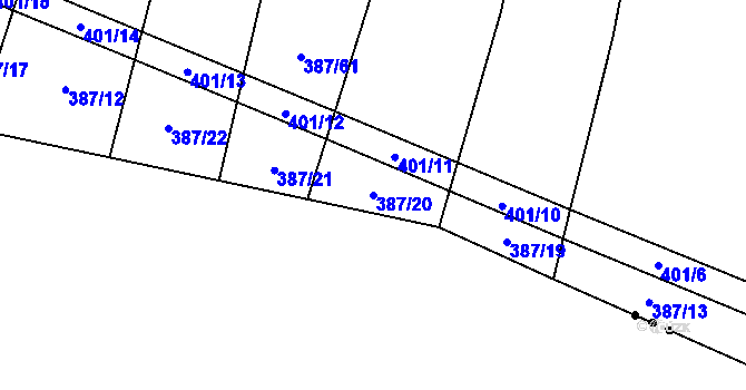 Parcela st. 387/20 v KÚ Česká Bříza, Katastrální mapa