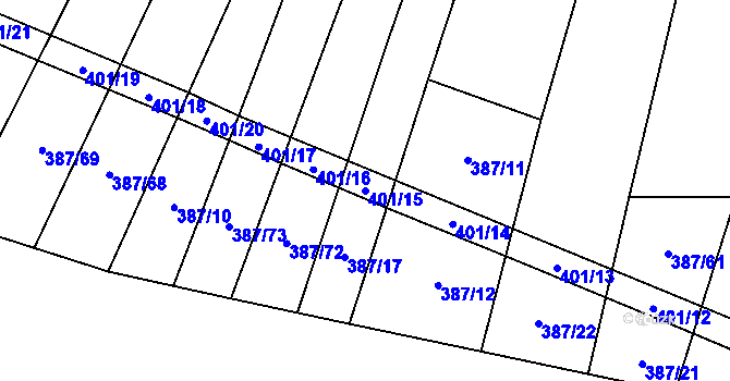 Parcela st. 401/15 v KÚ Česká Bříza, Katastrální mapa