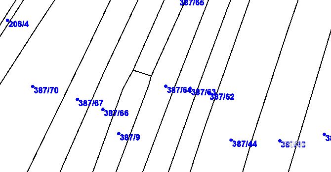 Parcela st. 387/64 v KÚ Česká Bříza, Katastrální mapa