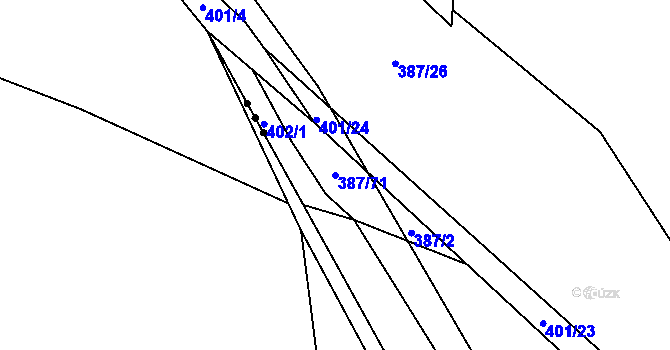 Parcela st. 387/71 v KÚ Česká Bříza, Katastrální mapa