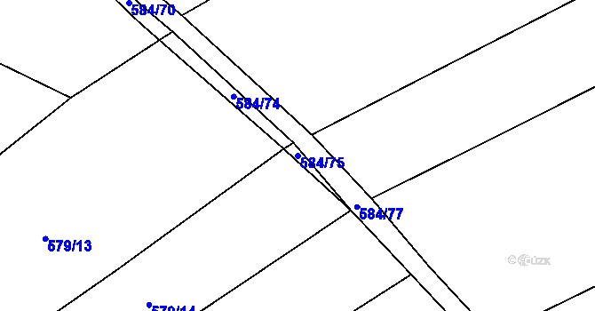 Parcela st. 584/75 v KÚ Česká Bříza, Katastrální mapa