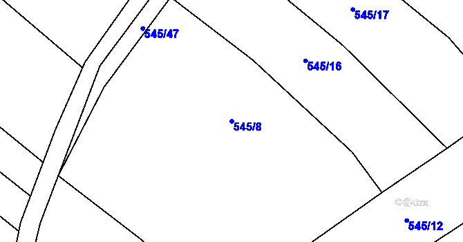 Parcela st. 545/8 v KÚ Česká Bříza, Katastrální mapa