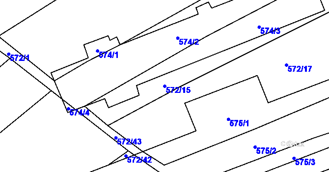 Parcela st. 572/15 v KÚ Česká Bříza, Katastrální mapa