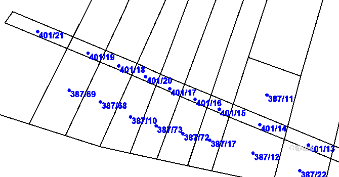 Parcela st. 401/17 v KÚ Česká Bříza, Katastrální mapa