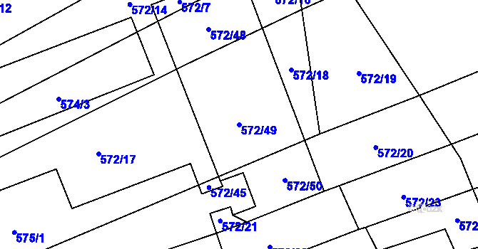 Parcela st. 572/49 v KÚ Česká Bříza, Katastrální mapa