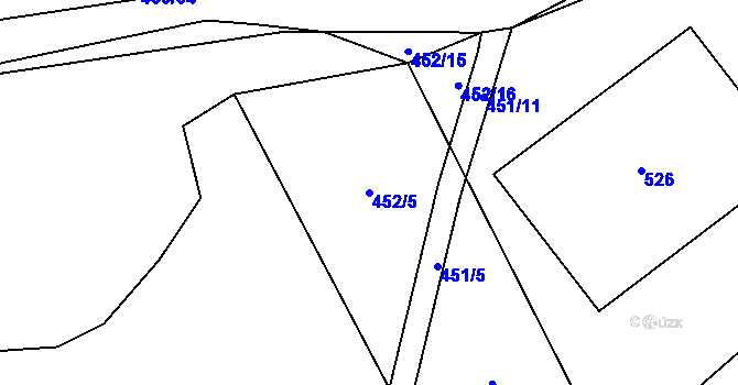 Parcela st. 452/5 v KÚ Česká Bříza, Katastrální mapa